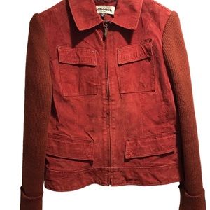 Red/Orange colored Dollhouse Genuine Leather Bomber style jacket ladies Size M